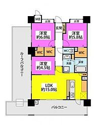 アクタス博多グランミライ 3LDKの間取図画像