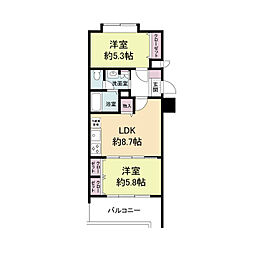 グランパーク天神 2LDKの間取図画像