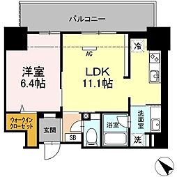 ウィスタリアレジデンス博多 1LDKの間取図画像