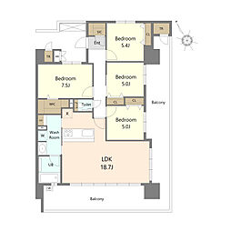 S-RESIDENCE愛宕SOUTH 4LDKの間取図画像
