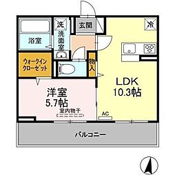 コンフォール・ロジェ 1LDKの間取図画像