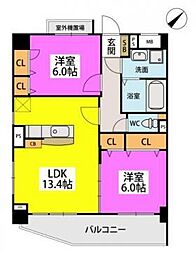 アーバンヴィラ 2LDKの間取図画像