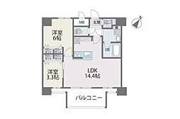 モダンパラッツォ博多デュオグランデWEST 2LDKの間取図画像