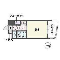 ソレアード赤坂 1Kの間取図画像