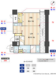 KDXレジデンス大濠ハーバービュータワー 1LDKの間取図画像