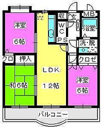 シェルコーポM・N1 3LDKの間取図画像