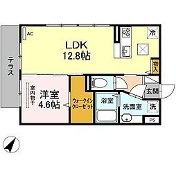 アムールハイム 1LDKの間取図画像