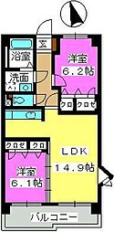 パラディ小田部 2LDKの間取図画像