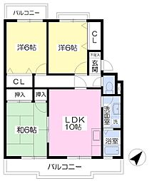 森田ハイツ 3LDKの間取図画像