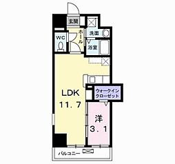 シェーナ下到津 7階1LDKの間取り