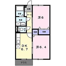 シャルマンハイム 2DKの間取図画像