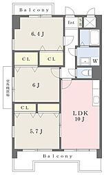リバージュ中井 3LDKの間取図画像