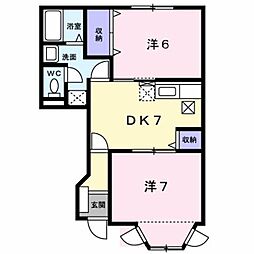ヴィブレARITA 2DKの間取図画像