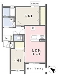 Muu.朽網駅北 2LDKの間取図画像