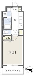 ウイン黒崎 1Kの間取図画像