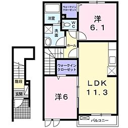 コンフォート八幡2 2LDKの間取図画像