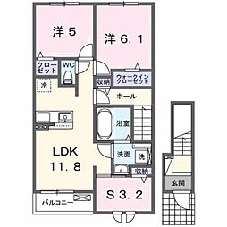 ウエストアヴェニュー行橋 2SLDKの間取図画像