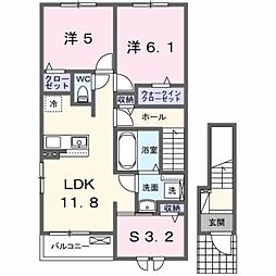 ウエストアヴェニュー行橋 2SLDKの間取図画像