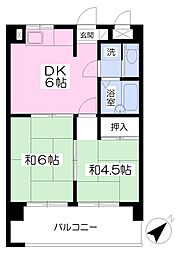 シティハイツ三郎丸 2DKの間取図画像