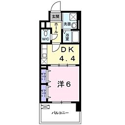 ラ・アヴェニール 1DKの間取図画像