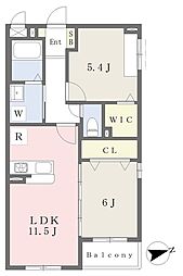 プロスペレ浜町 2LDKの間取図画像