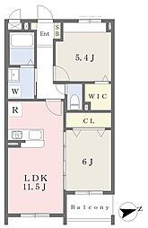 プロスペレ浜町 2LDKの間取図画像