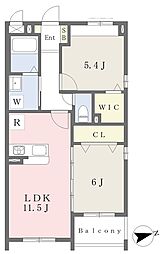 プロスペレ浜町 2LDKの間取図画像