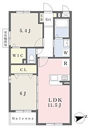 プロスペレ浜町 2LDKの間取図画像