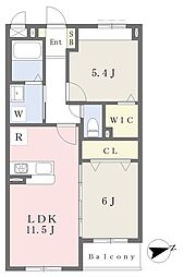 プロスペレ浜町 2LDKの間取図画像