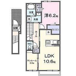 フィデール行橋A 1LDKの間取図画像