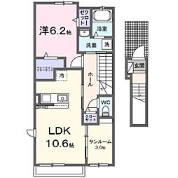 フィデール行橋A 1LDKの間取図画像