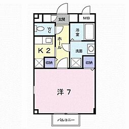 ヴィラージュC 1Kの間取図画像