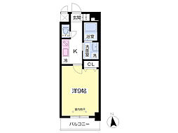 AGORA中原 1Kの間取図画像