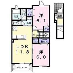 ミニヨンB 2LDKの間取図画像