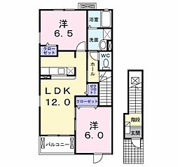 アブニールソレイユB 2LDKの間取図画像