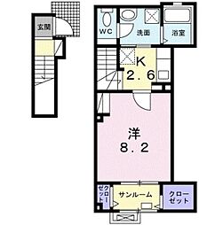 グリーンコート 1Kの間取図画像