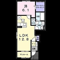 ランコントル2 1LDKの間取図画像