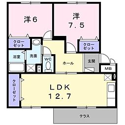 メゾンド本城A 2LDKの間取図画像