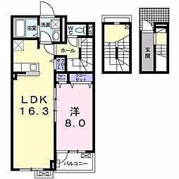 ピラーズ石田 1LDKの間取図画像