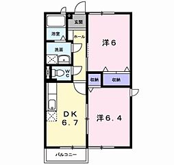 コータ・コート黒川A 2DKの間取図画像