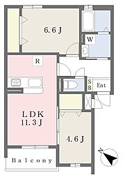 Muu.朽網駅北 2LDKの間取図画像