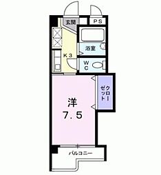 アビタシオン柳町 1Kの間取図画像