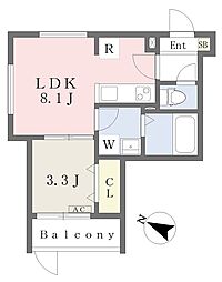 CherimU 1LDKの間取図画像