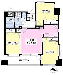 ニューサンリバー13番館 3LDKの間取図画像