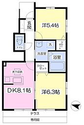 フィールドイン湯川2A 2DKの間取図画像
