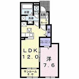 弥生桜IIA棟 1LDKの間取図画像