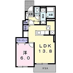 ラッフィナートカーサB 1LDKの間取図画像