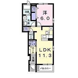 サンヒルズ弐番館 1LDKの間取図画像