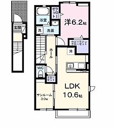 ソラリアI 1LDKの間取図画像
