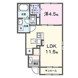グラースK2 1LDKの間取図画像